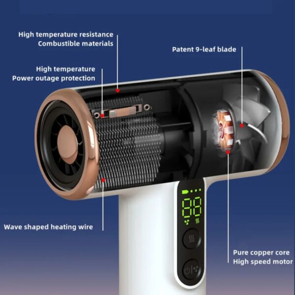 Wireless Rechargeable Hair Dryer 3 Levels