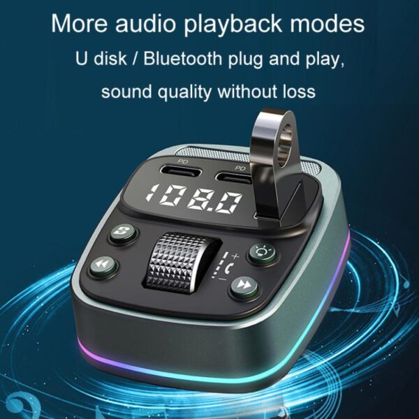 Car Voltage Display Fast Charger Subwoofer MP3 Bluetooth Player