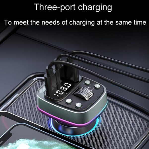 Car Voltage Display Fast Charger Subwoofer MP3 Bluetooth Player