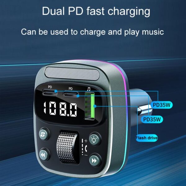 Car Voltage Display Fast Charger Subwoofer MP3 Bluetooth Player